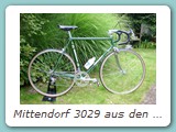 Mittendorf 3029 aus den 1980er Jahren
nach dem Erwerb des Rahmen wurde das Rad komplett mit Campagnolo Super Record zeitgerecht aufgebaut.
Eigentümer: Johannes Mittendorf, Uetersen 