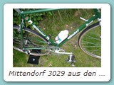 Mittendorf 3029 aus den 1980er Jahren
nach dem Erwerb des Rahmen wurde das Rad komplett mit Campagnolo Super Record zeitgerecht aufgebaut.
Eigentümer: Johannes Mittendorf, Uetersen 